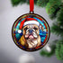 Bulldog in Santa Hat Suncatcher Decoration - CLEARANCE